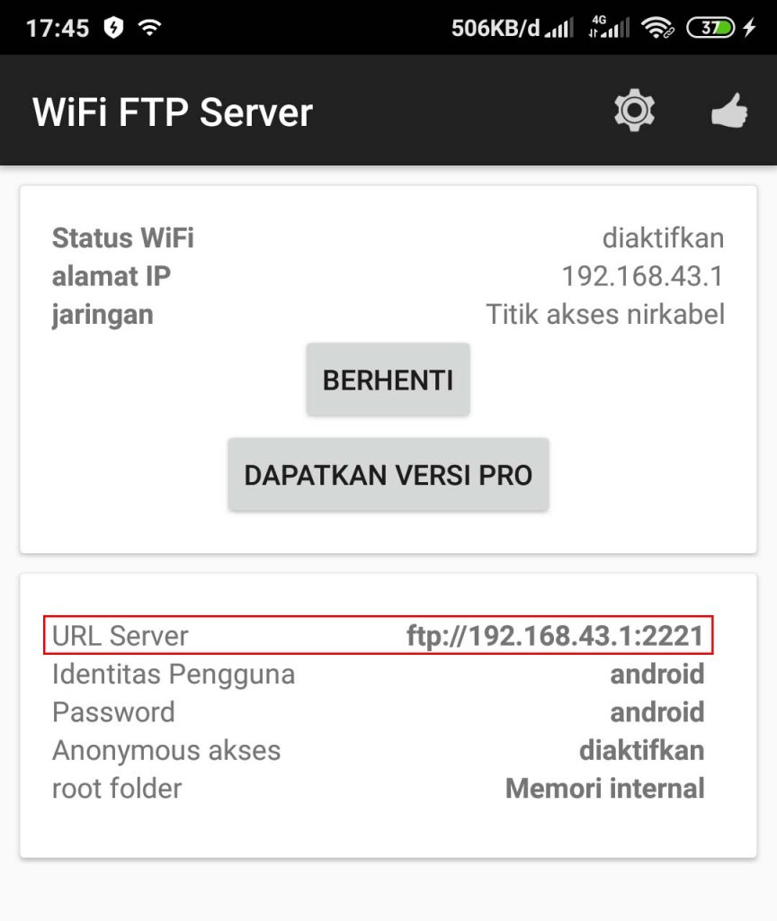 Cara Transfer File dari Android ke Laptop Menggunakan FTP