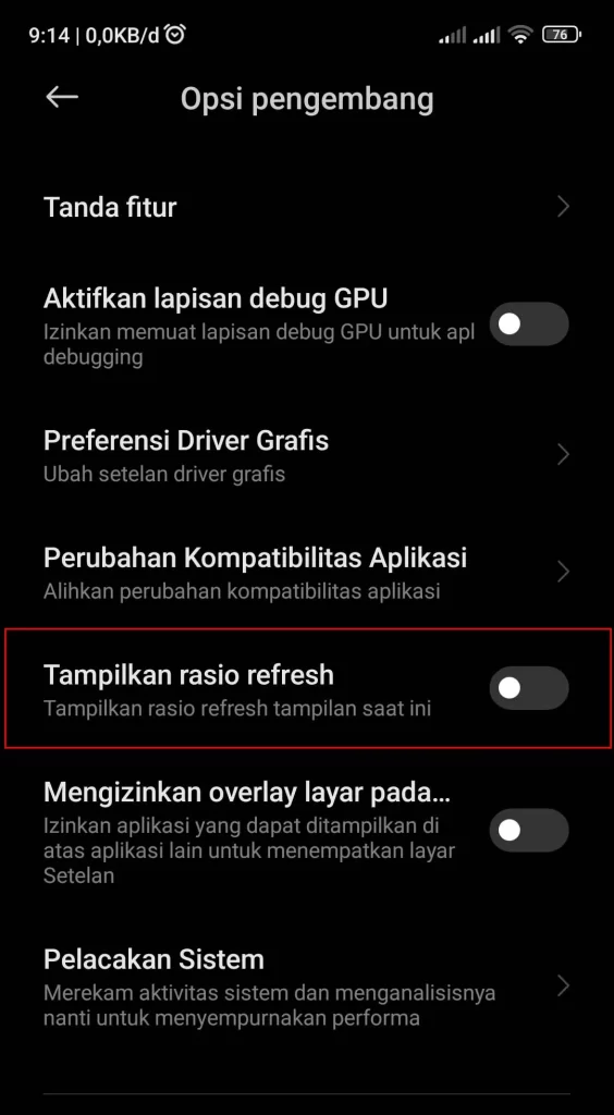 Cara Menampilkan Refresh Rate di Layar HP Xiaomi